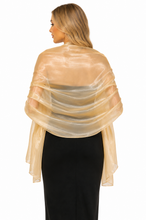 Load image into Gallery viewer, Iridescent Champagne Gold Pashmina Shawl