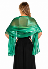 Load image into Gallery viewer, Emerald Green Silky Wedding Wrap Pashmina Scarf