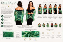 Load image into Gallery viewer, Emerald Green Silky Wedding Wrap Pashmina Scarf