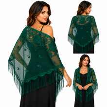 Load image into Gallery viewer, Champagne Lace Triangle Scarf
