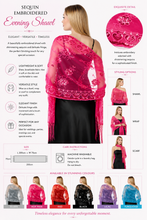 Load image into Gallery viewer, Hot Pink Floral &amp; Hearts Sequin Shawl