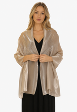Load image into Gallery viewer, Iridescent Golden Taupe Wedding Shawl Pashmina Wrap Scarf
