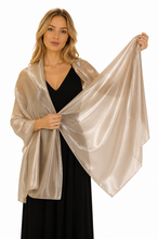 Load image into Gallery viewer, Iridescent Golden Taupe Wedding Shawl Pashmina Wrap Scarf