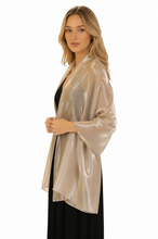 Load image into Gallery viewer, Iridescent Golden Taupe Wedding Shawl Pashmina Wrap Scarf