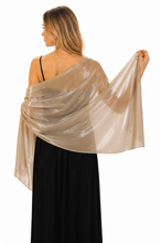 Load image into Gallery viewer, Iridescent Golden Taupe Wedding Shawl Pashmina Wrap Scarf
