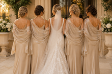 Load image into Gallery viewer, Iridescent Golden Taupe Wedding Shawl Pashmina Wrap Scarf