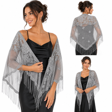 Load image into Gallery viewer, Champagne Lace Triangle Scarf