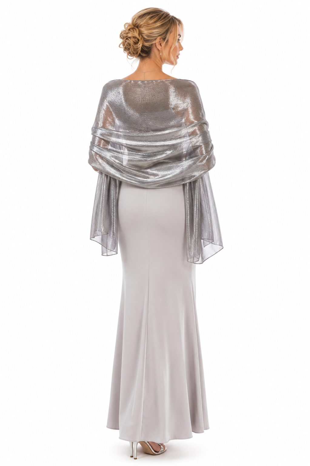 Iridescent Dark Silver Wedding Wrap Scarf – Central Chic
