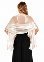 Load image into Gallery viewer, Silky Iridescent Ivory Pashmina Shawl