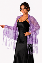 Load image into Gallery viewer, Black Sequin Large Floral Pashmina