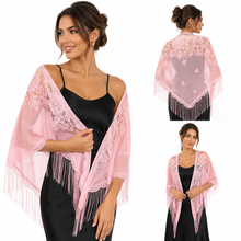 Load image into Gallery viewer, Champagne Lace Triangle Scarf