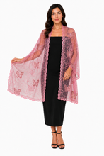 Load image into Gallery viewer, Black &amp; Blue Sequin Butterfly Pashmina