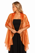 Load image into Gallery viewer, Silky Iridescent Orange Shawl Pashmina