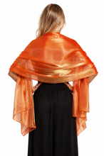 Load image into Gallery viewer, Silky Iridescent Orange Shawl Pashmina