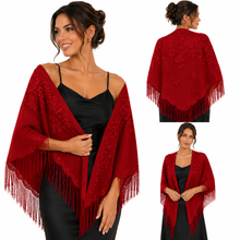Load image into Gallery viewer, Champagne Lace Triangle Scarf
