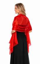 Load image into Gallery viewer, Iridescent Scarlet Red Pashmina Shawl Wedding Wrap Scarf