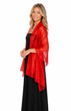 Load image into Gallery viewer, Iridescent Scarlet Red Pashmina Shawl Wedding Wrap Scarf