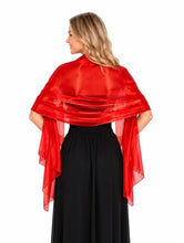 Load image into Gallery viewer, Iridescent Scarlet Red Pashmina Shawl Wedding Wrap Scarf
