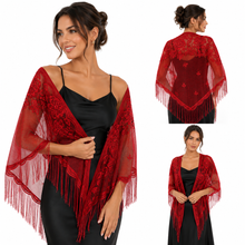 Load image into Gallery viewer, Champagne Lace Triangle Scarf