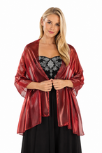 Load image into Gallery viewer, Iridescent Ruby Red Shawl Wedding Wrap