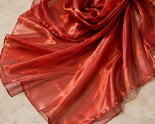 Load image into Gallery viewer, Iridescent Ruby Red Shawl Wedding Wrap