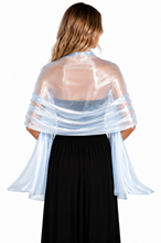 Load image into Gallery viewer, Iridescent Silver Blue Wedding Wrap Pashmina Scarf