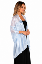 Load image into Gallery viewer, Iridescent Silver Blue Wedding Wrap Pashmina Scarf