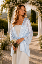 Load image into Gallery viewer, Iridescent Silver Blue Wedding Wrap Pashmina Scarf