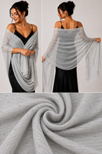 Load image into Gallery viewer, Champagne Shawl With Silver Metallic Thread &amp; Dark Silver Diamantes