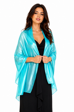 Load image into Gallery viewer, Silky Iridescent Turquoise Blue Silky Wedding Wrap