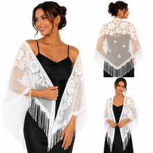 Load image into Gallery viewer, Champagne Lace Triangle Scarf