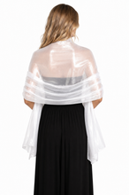 Load image into Gallery viewer, Silky Iridescent White Silky Wedding Shawl