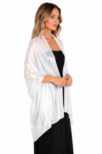 Load image into Gallery viewer, Silky Iridescent White Silky Wedding Shawl