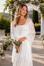 Load image into Gallery viewer, Silky Iridescent White Silky Wedding Shawl