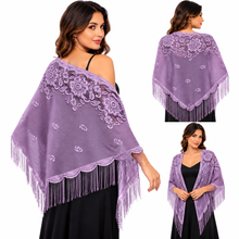 Load image into Gallery viewer, Champagne Lace Triangle Scarf