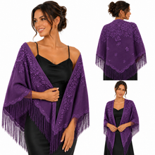 Load image into Gallery viewer, Champagne Lace Triangle Scarf