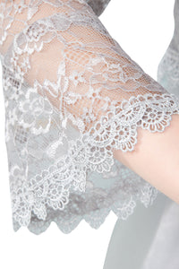 Silver Grey Lace Open Cardigan