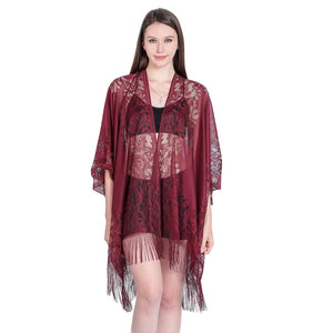 Burgundy Lace Kimono
