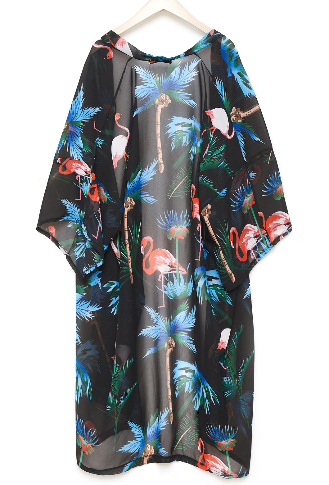 Long Black Floral Kimono
