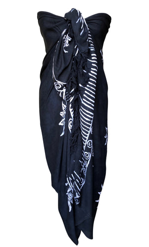 Large Black Beach Sarong Cover Up For Swimwear