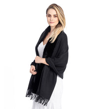 Load image into Gallery viewer, Black Faux Fur Trim Shawl