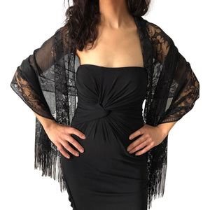 Black Tulle Wedding Wrap Shawl Lace Pashmina Scarf – Central Chic Black Tulle Wedding Wrap Shawl Lace Pashmina Scarf – Central Chic