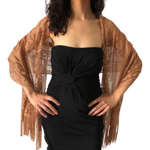 Load image into Gallery viewer, Brown Tulle Wedding Wrap Shawl Lace Pashmina Scarf