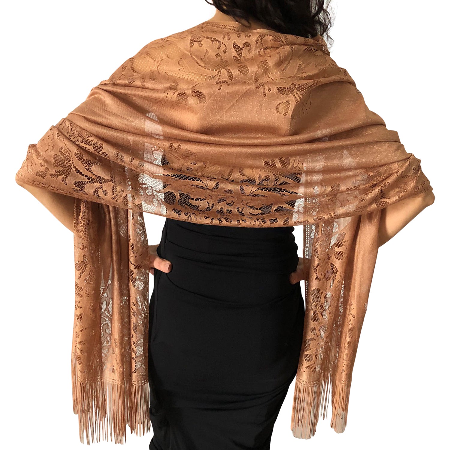 Brown Tulle Wedding Wrap Shawl Lace Pashmina Scarf Central Chic Brown Tulle Wedding Wrap Shawl Lace Pashmina Scarf Central Chic