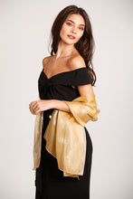 Load image into Gallery viewer, Iridescent Champagne Gold Pashmina Shawl