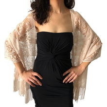 Load image into Gallery viewer, Champagne Lace Pashmina