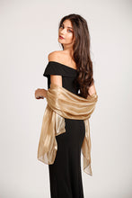 Load image into Gallery viewer, Central Chic Golden Taupe Shawl wrap stole and scarf for weddings and parties