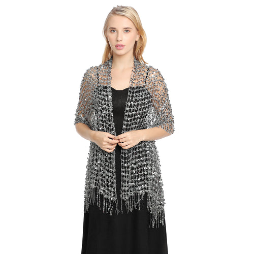 Grey Sequin Scarf