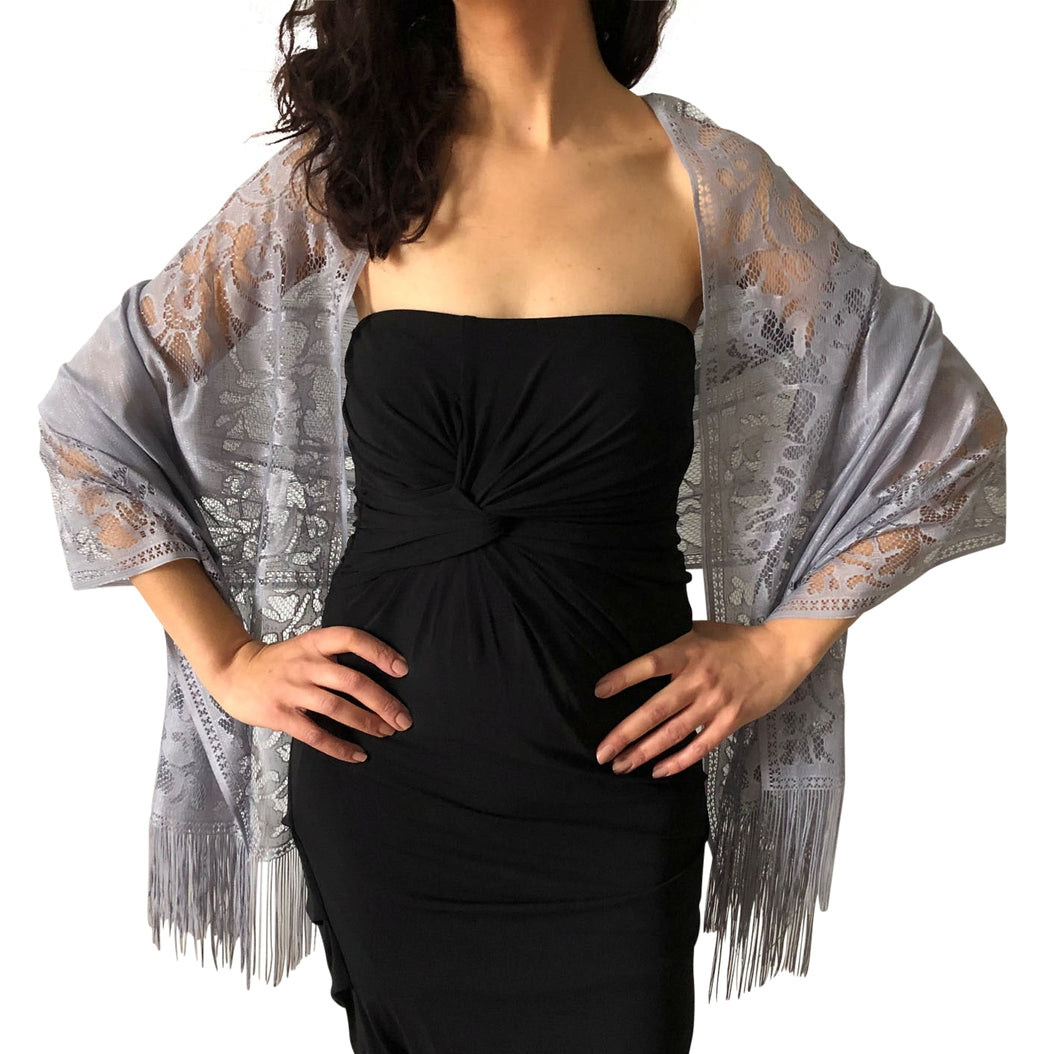 Grey Lace Pashmina