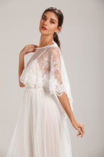 Load image into Gallery viewer, Luxury Ivory Lace Wedding Capelet Bridal Shawl With Crystals Style-1